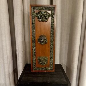 Vintage Mexican Wall Art Plaque | Aztec Mayan Motif | CALLI S.A. Folk Art